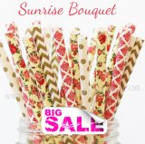 200pcs Sunris Bouquet Themed Paper Straws Mixed