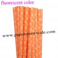 Fluorescent Orange Swiss Dot Paper Straws 500pcs
