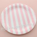 9" Round Paper Plates Pink Striped 60pcs