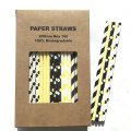 100 Pcs/Box Mixed Black Yellow Bumblebee Paper Straws