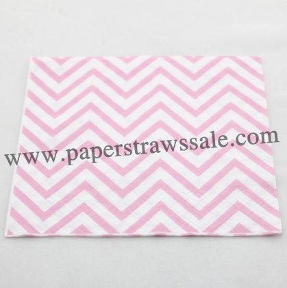 Pink Chevron Print Paper Napkins 300pcs