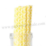 Yellow Damask Print Paper Straws 500pcs