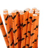 Halloween Black Green Bat Orange Paper Straws 500 pcs