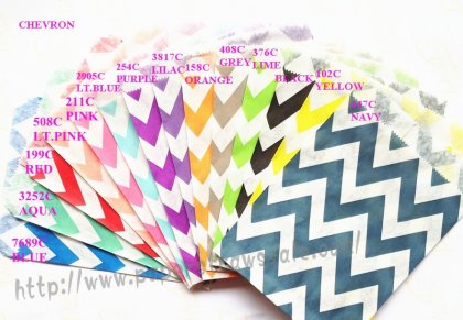 1400pcs Mixed 14 Colors Wide Chevron Paper Bags [ppbags007]