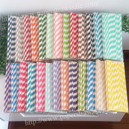 Classic Striped Paper Straws 2600pcs Mixed 26 Colors [mpaperstraws015]