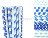 250pcs Light and Royal Blue Paper Straws Mixed