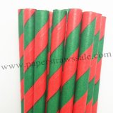 Green Red Stripe Christmas Paper Straws 500pcs