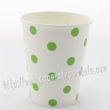 90Z Green Polka Dot Paper Drinking Cups 120pcs