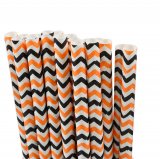 Halloween Black Orange Chevron Wave Paper Straws 500 pcs