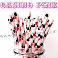 Casino Pink Cards Paper Drinking Straws 500pcs