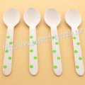 Green Polka Dot Print Wooden Spoons 100pcs