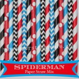 300pcs Spiderman Theme Party Paper Straws Mixed