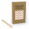 100 pcs/Box Foil Rose Gold Striped Paper Drinking Straws