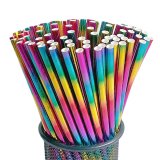 Colorful Metallic Foil Rainbow Paper Straws 500pcs