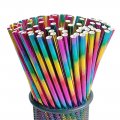 Colorful Metallic Foil Rainbow Paper Straws 500pcs