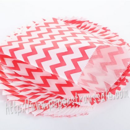 Red Thin Chevron Paper Favor Bags 400pcs
