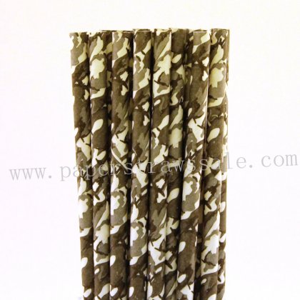 Camouflage Grey Party Paper Straws 500pcs