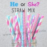 200pcs He or She Theme Paper Straws Mixed