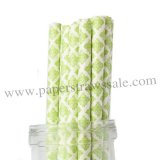 Lime Green Damask Paper Straws 500pcs