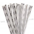 Metallic Silver Foil Stripe Paper Straws 500pcs