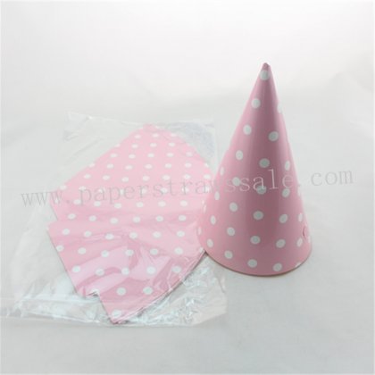 48pcs Pink Polka Dot Paper Party Hats