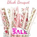 200pcs Blush Bouquet Themed Paper Straws Mixed