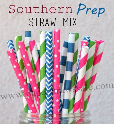 250pcs Southern Prep Theme Paper Straws Mixed