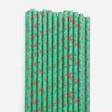 Christmas Green Red Reindeer Paper Straws 500 pcs