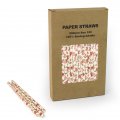 100 pcs/Box Flower Light Pink Rose Paper Straws