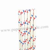 Red Blue Bunting Flag Paper Straws 500pcs