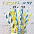200pcs Butter and Navy Paper Straws Mixed