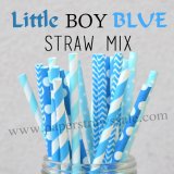 200pcs Little Boy Blue Paper Straws Mixed