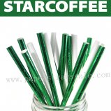200pcs Green White Star Coffee Paper Straws Mixed