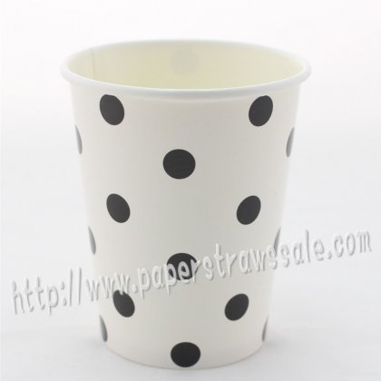 90Z Black Polka Dot Paper Drinking Cups 120pcs