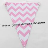 Baby Pink Chevron Party Bunting Flags 20 Strings