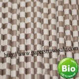 Checkered Paper Drinking Straws Gray Print 500pcs