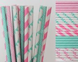 250pcs Aqua and Hot Pink Paper Straws Mixed