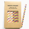 100 Pcs/Box Mixed Colorful Stripe Circle Rainbow Paper Straws