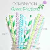 200pcs GREEN PASTURES Paper Straws Mixed