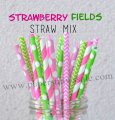 200pcs Strawberry Fields Theme Paper Straws Mixed