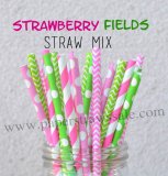 200pcs Strawberry Fields Theme Paper Straws Mixed