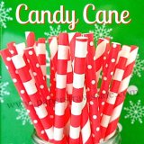 200pcs Candy Cane Red Paper Straws Mixed