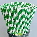 Metallic Green Foil Striped Paper Straws 500 pcs