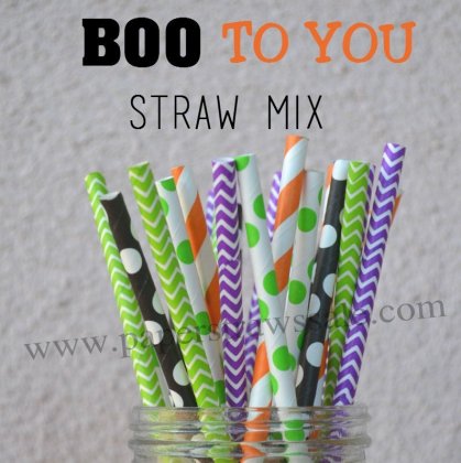 250pcs Boo to You Theme Paper Straws Mixed
