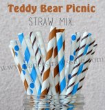 200pcs Toy Bear Picnic Paper Straws Mixed