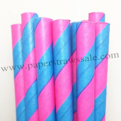 Pink Blue Striped Easter Paper Straws 500pcs