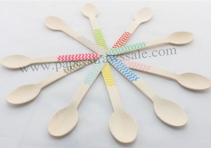 500pcs Mixed 10 Colors Chevron Party Wooden Spoons