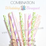250pcs WEDDING BOUQUET Paper Straws Mixed