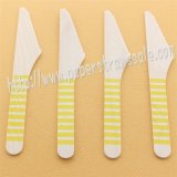 Wooden Knives with Yellow Striped Print 100pcs