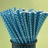 Blue Silver Foil Fish Tail Mermaid Scale Paper Straws 500 pcs